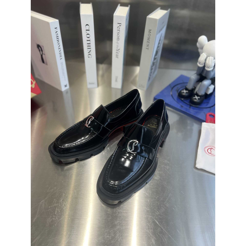Ch**an louboutin moc leather loafers in black