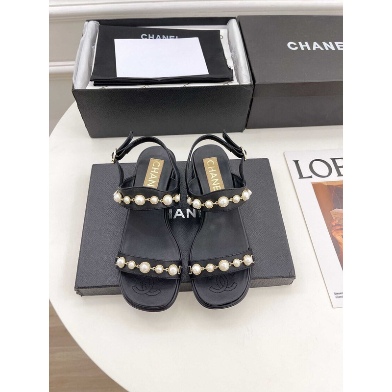 Ch*el pearl sandals black