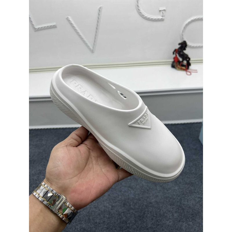 Pra*a foam rubber mules white
