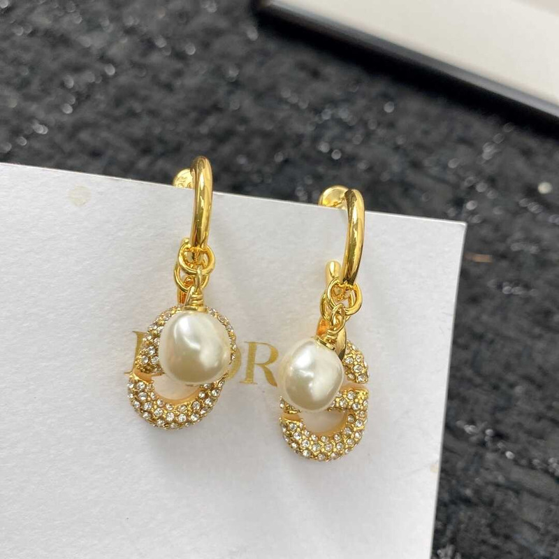 D*or pearl cd earings in gold