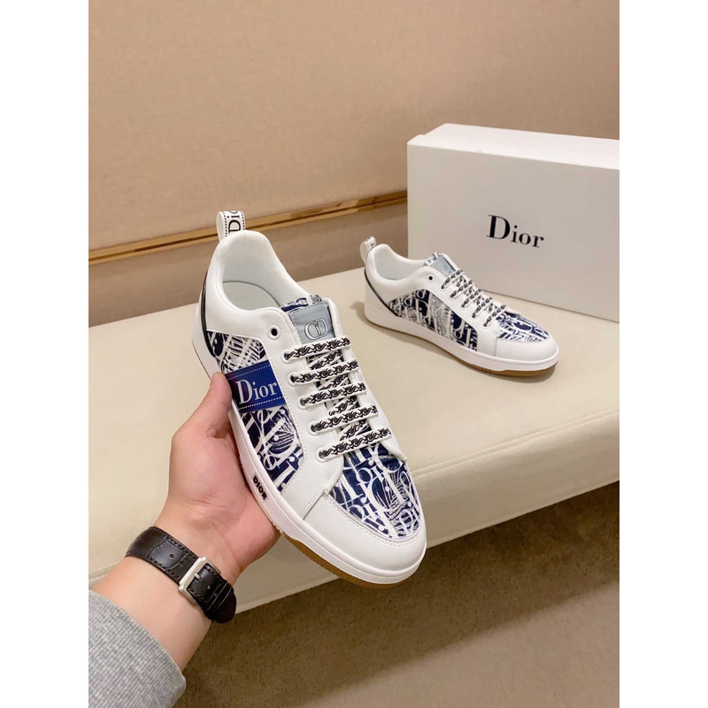 D*or oblique sneakers white&navy blue