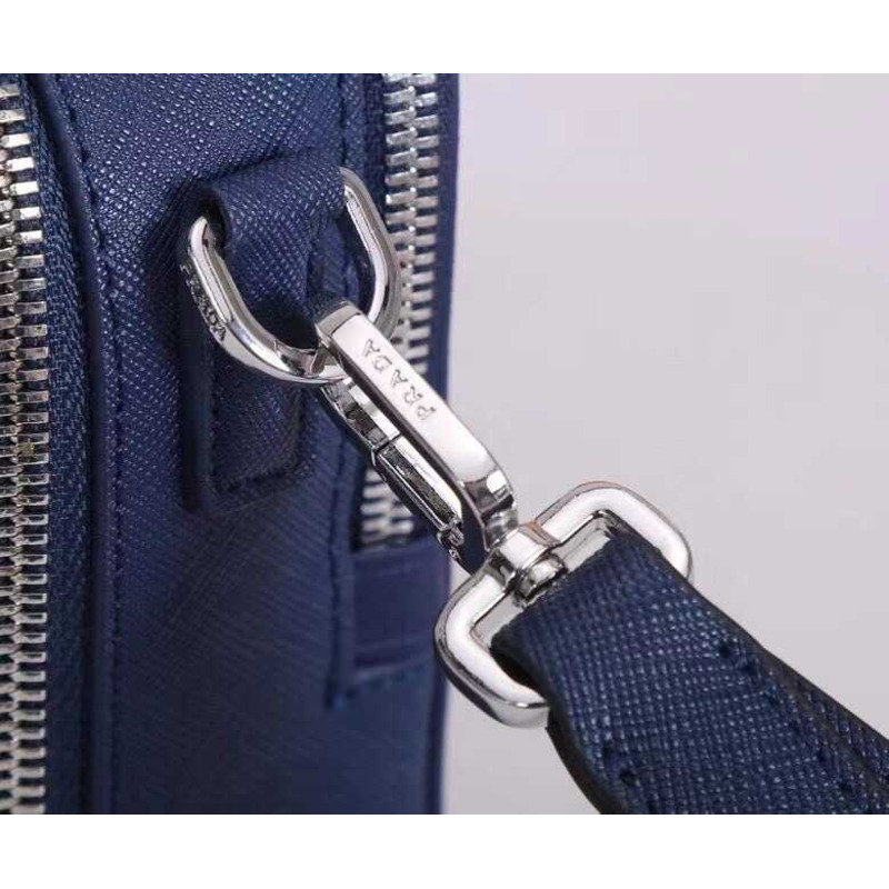 Pra*a brique saffiano leather bag blue