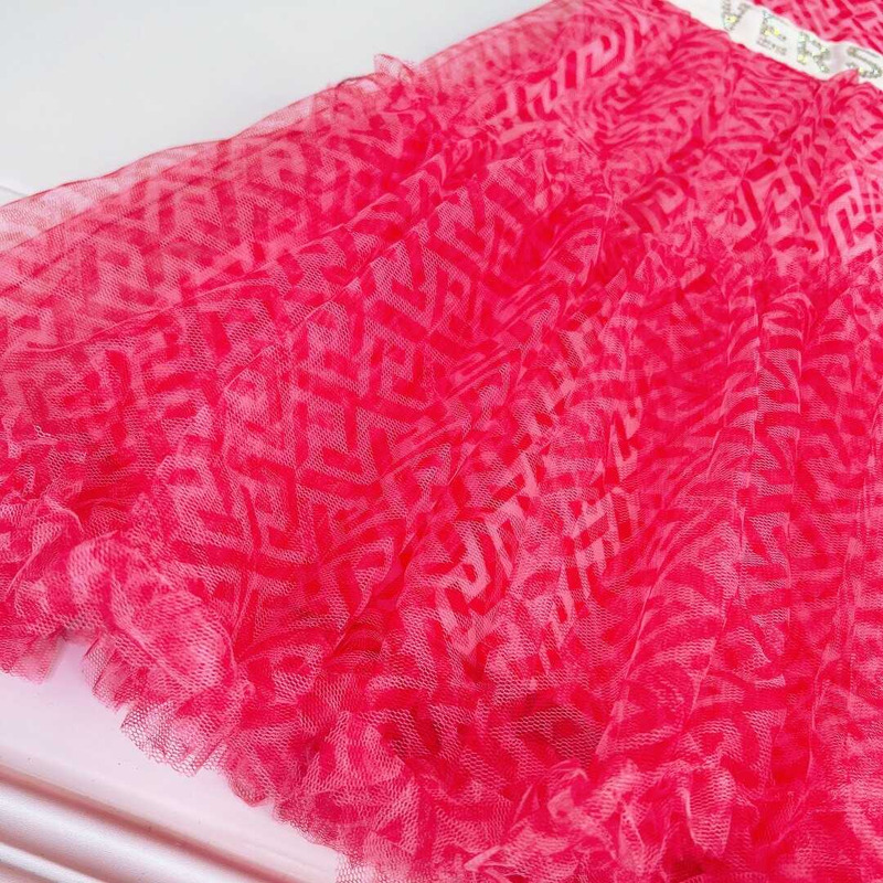 Versace Kids Lace Monogram Dress Pink