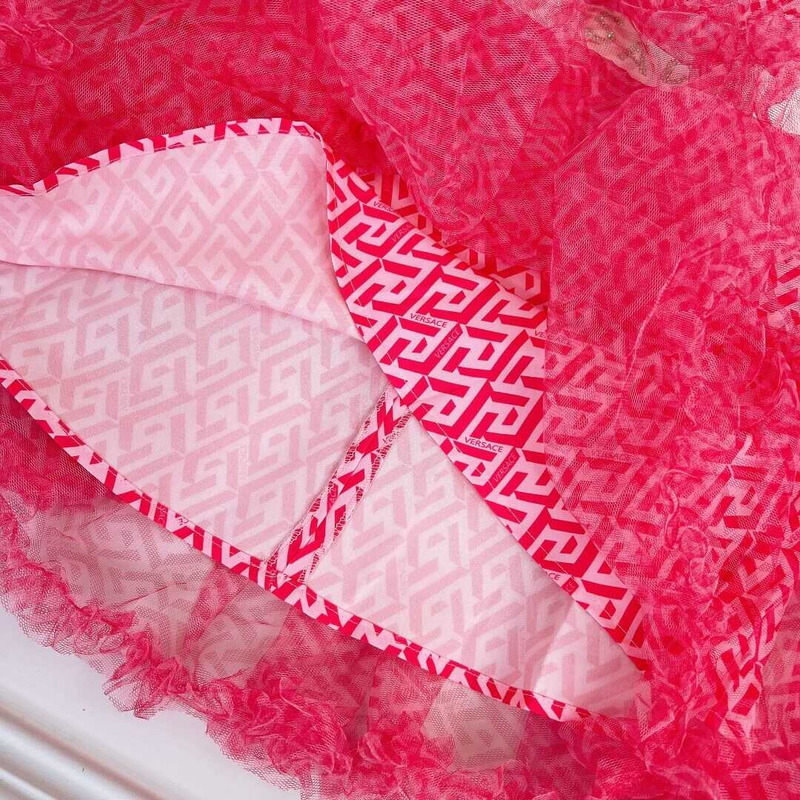 Versace Kids Lace Monogram Dress Pink