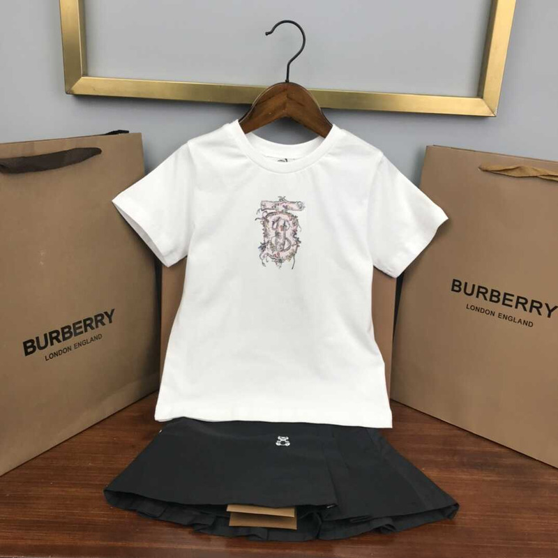 B**rry kids monogram motif organic cotton t-shirt and skirt set