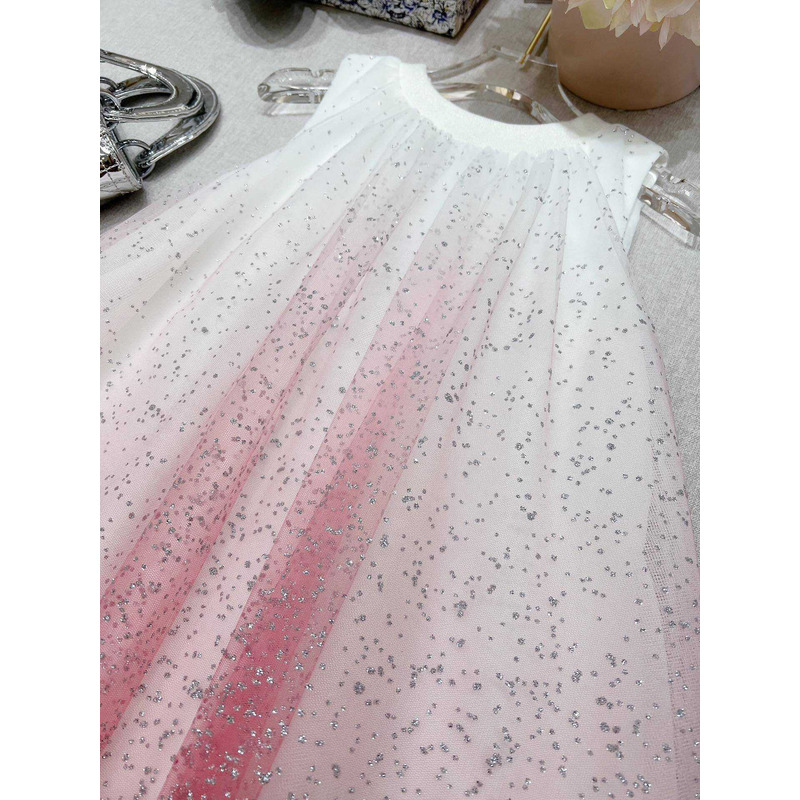 D*or kids bright pink tulle with sequins dress