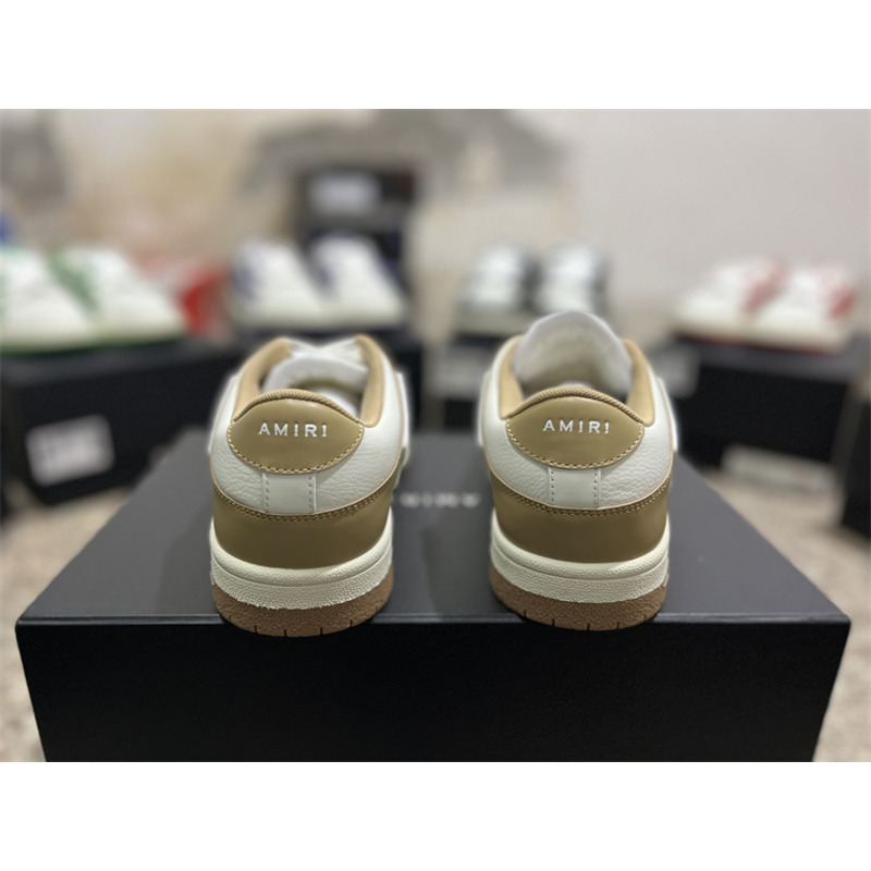 AMIRI Skel Leather Low-Top Sneakers White&Brown