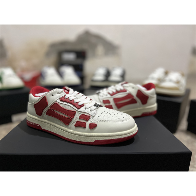 AMIRI Skel Leather Low-Top Sneakers White&Red