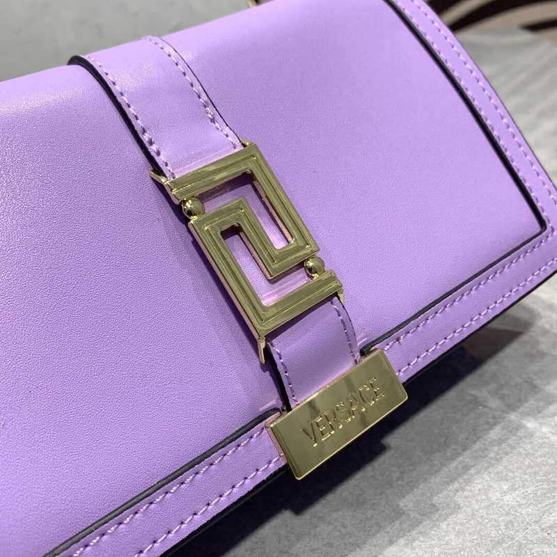 Versace Greca Goddess Leather Wallet On Chain Purple