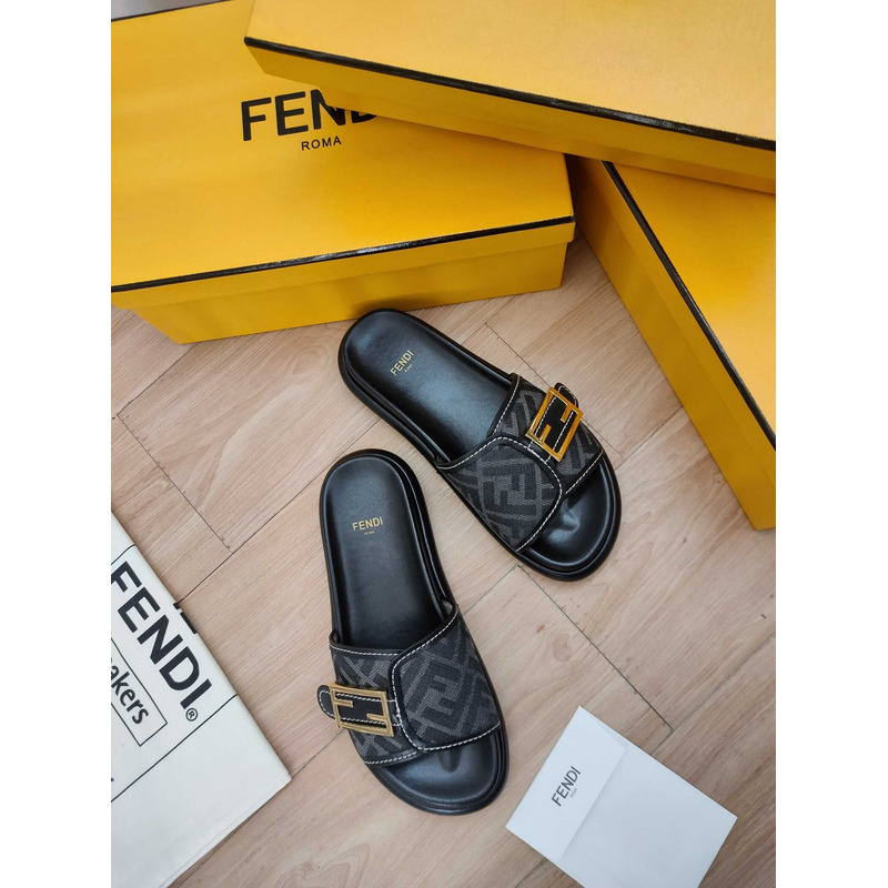 F**di feel fabric slides black