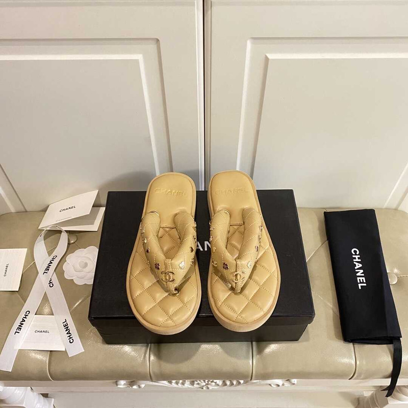 Ch*el leather sandals brown