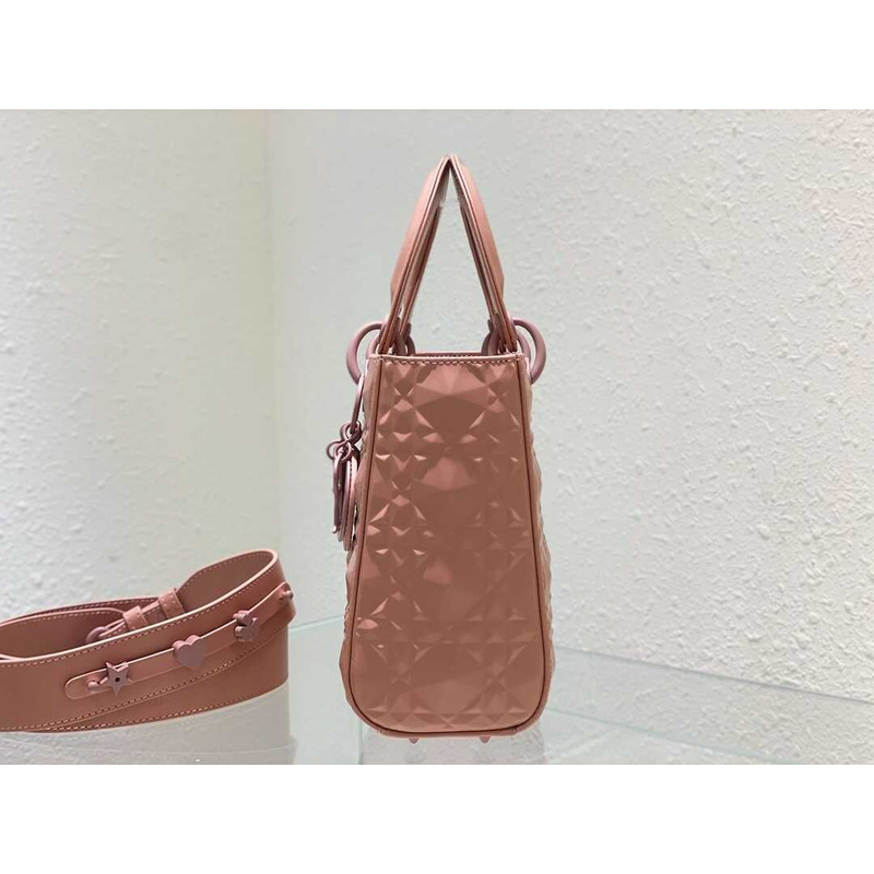 d*or small lady d*or my abacd*or calfskin Di*m*nd cannage bag rose pink