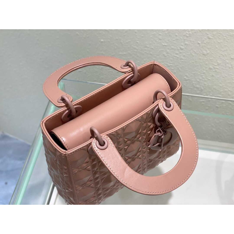 d*or small lady d*or my abacd*or calfskin Di*m*nd cannage bag rose pink