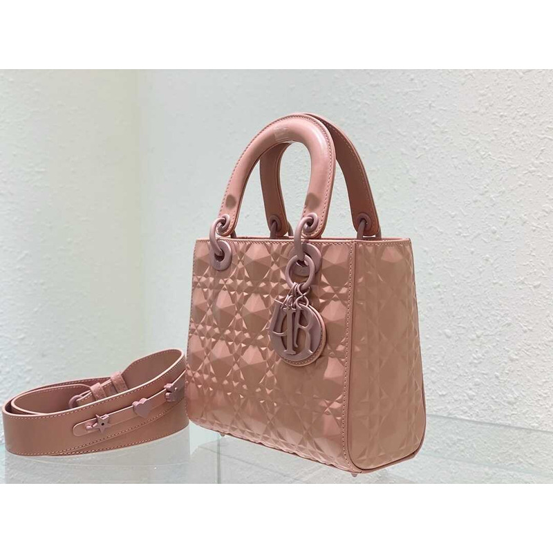 d*or small lady d*or my abacd*or calfskin Di*m*nd cannage bag rose pink