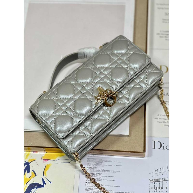 D*or mini miss D*or bag cannage lambskin grey