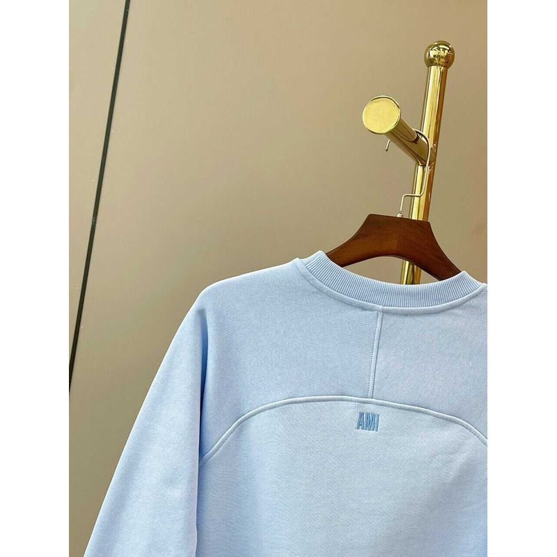 Amiri Sky Blue Ami Paris De Coeur Tonal Boxy Fit Crewneck