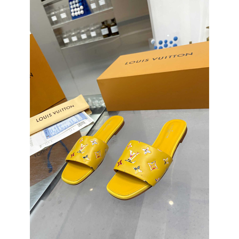 l**is V*t*n revival flat mule slides yellow