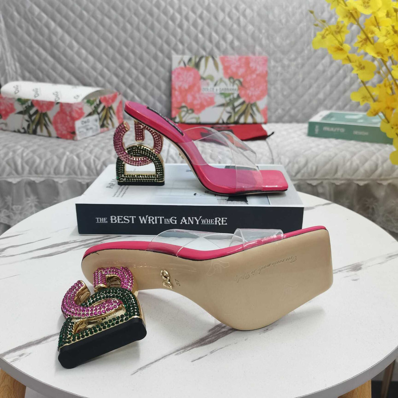 Dolce & Gabbana Strap Heeled Sandals Rose Red