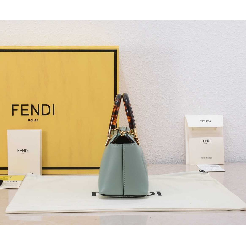 F**di by the way mini leather small boston bag green