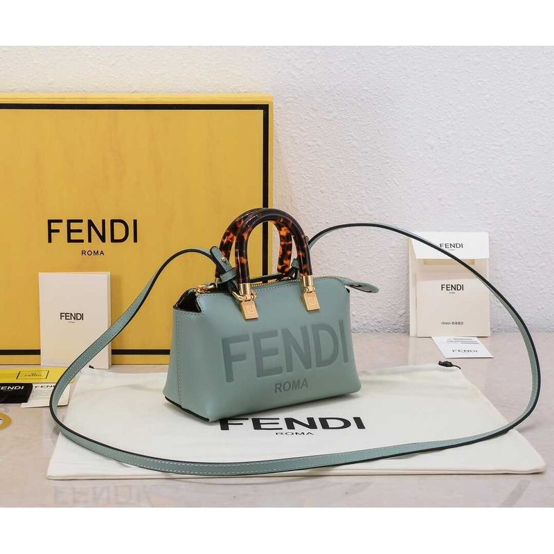 F**di by the way mini leather small boston bag green
