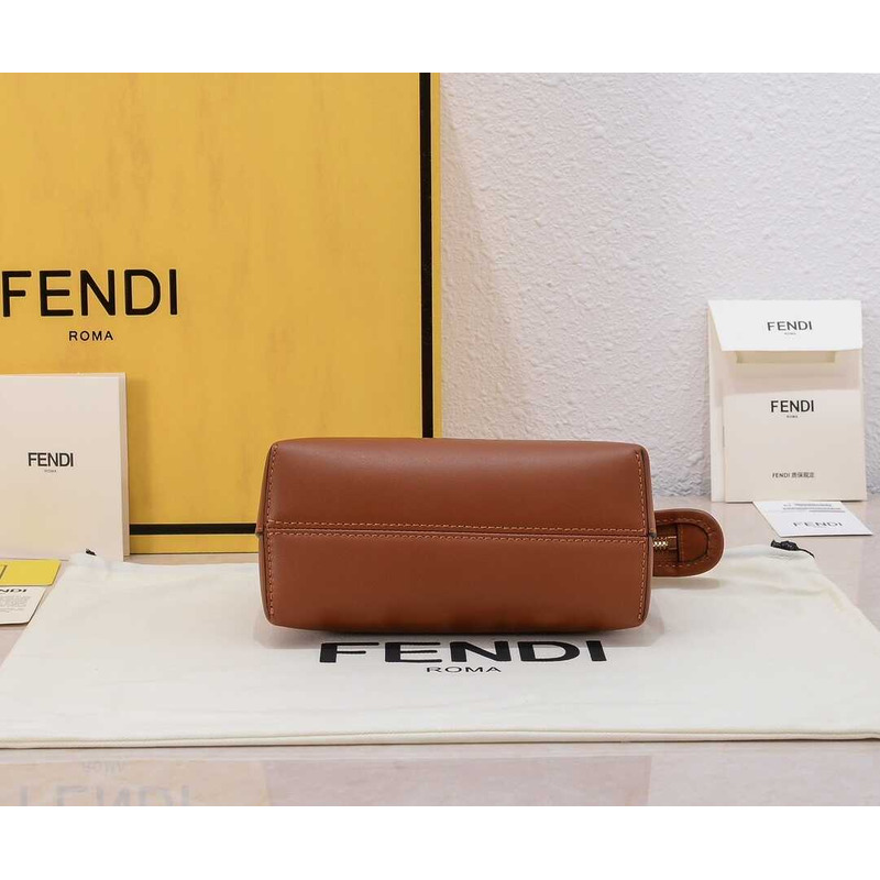 F**di by the way mini leather small boston bag brown