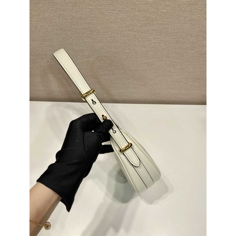 Pra*a leather shoulder bag white