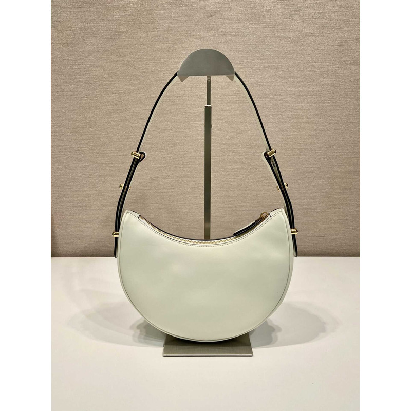 Pra*a leather shoulder bag white