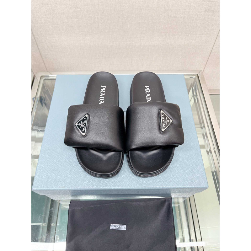 Pra*a soft padded nappa leather slides black