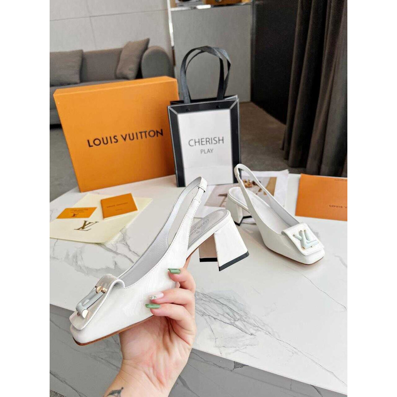 l**is V*t*n | casual style leather block heels party style office style white