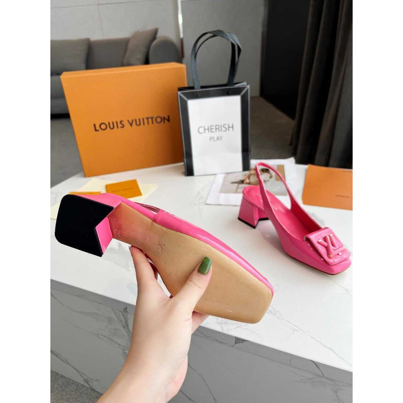 l**is V*t*n | casual style leather block heels party style office style pink
