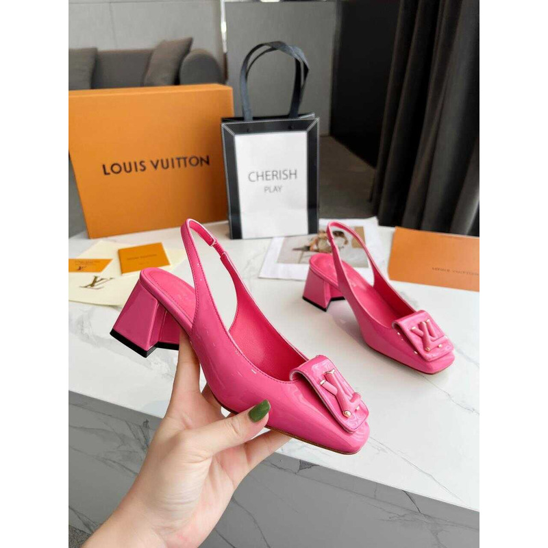 l**is V*t*n | casual style leather block heels party style office style pink