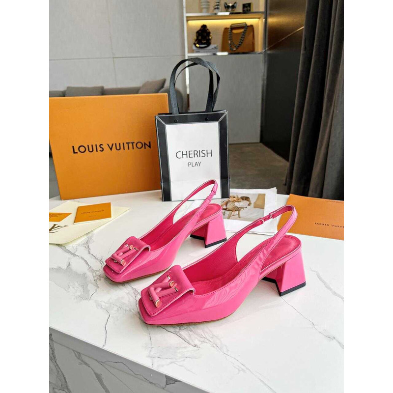 l**is V*t*n | casual style leather block heels party style office style pink