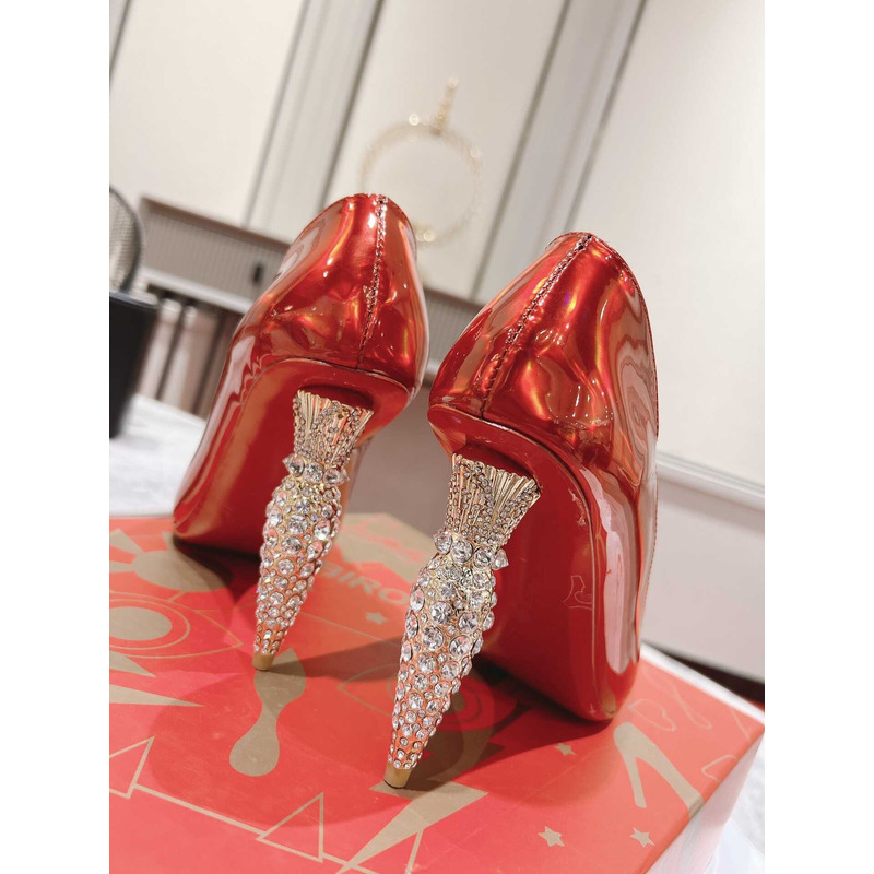 Ch**an louboutin hot chick patent leather pumps 100 red