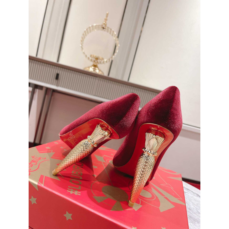 Ch**an louboutin hot chick patent leather pumps 100 red velvet