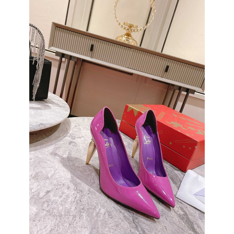 Ch**an louboutin hot chick patent leather pumps 100 purple