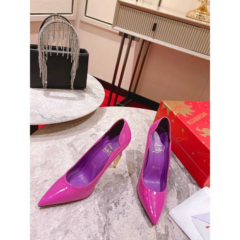 Ch**an louboutin hot chick patent leather pumps 100 purple