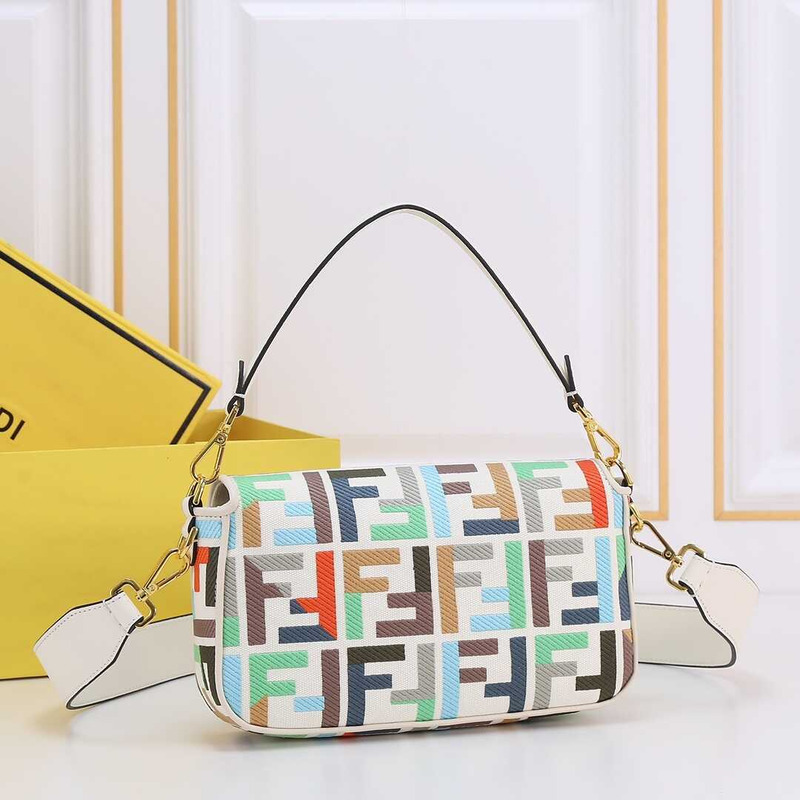 F**di baguette multicolor canvas bag with ff embroidery