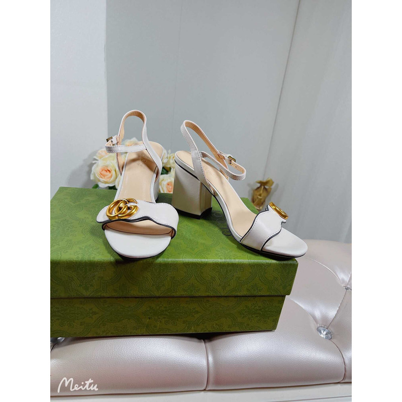 G*u*i leather heels sandal white