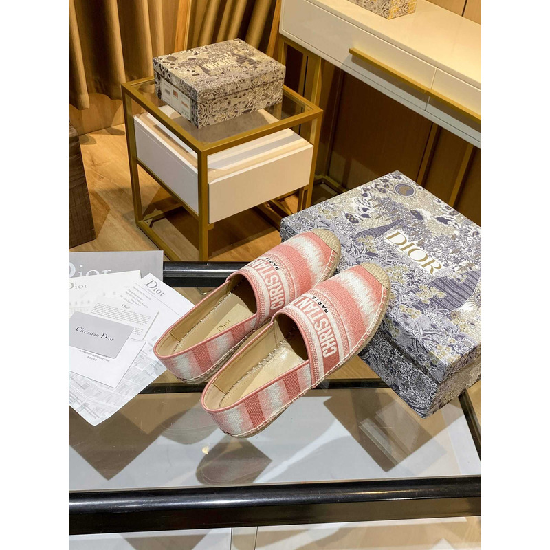 D*or pink cotton fabric granville d stripes espadrille flats