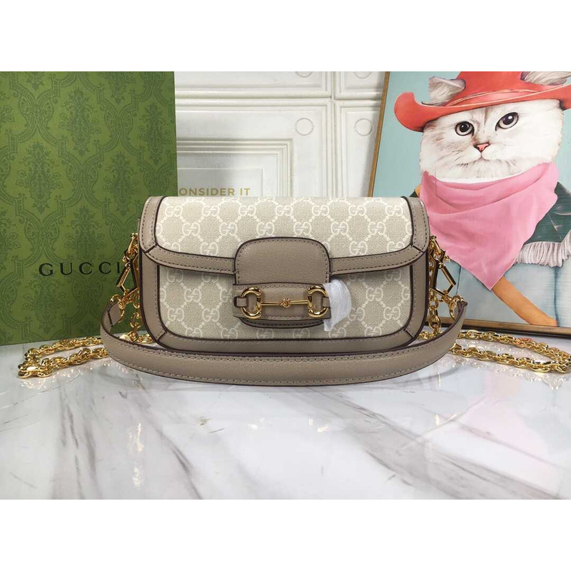 G*u*i horsebit1955 shoulder bag small size white/brown monogram