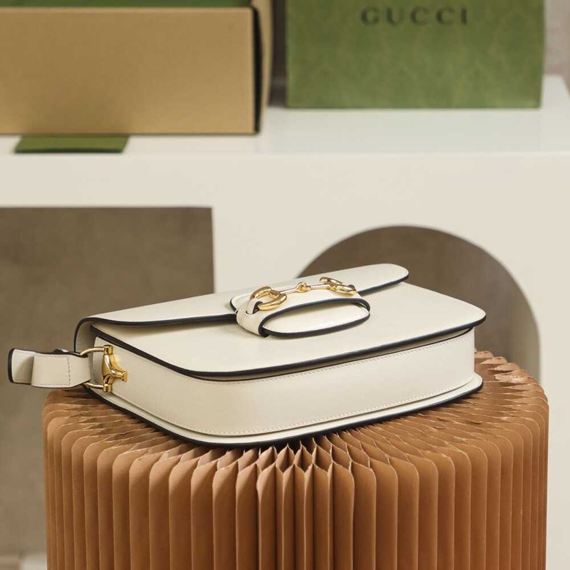 G*u*i horsebit 1955 series small shoulder bag white