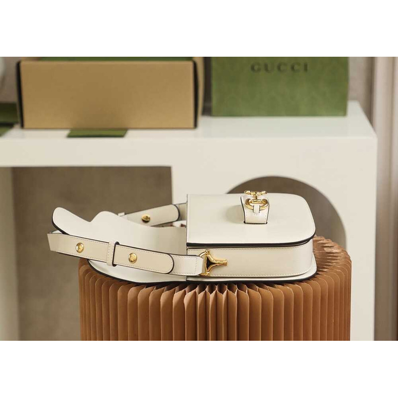 G*u*i horsebit 1955 series small shoulder bag white