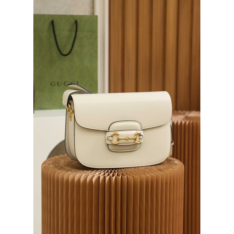 G*u*i horsebit 1955 series small shoulder bag white