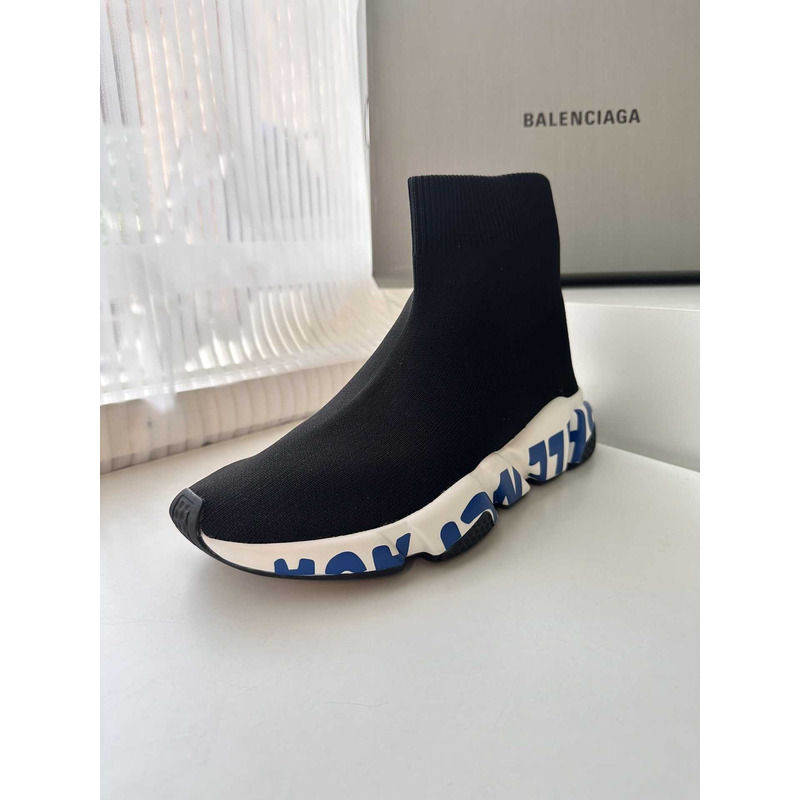 Ba*len*cia*ga speed graffiti sneaker black blue