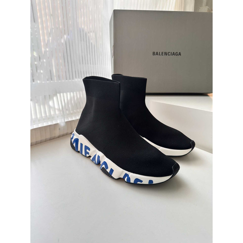 Ba*len*cia*ga speed graffiti sneaker black blue