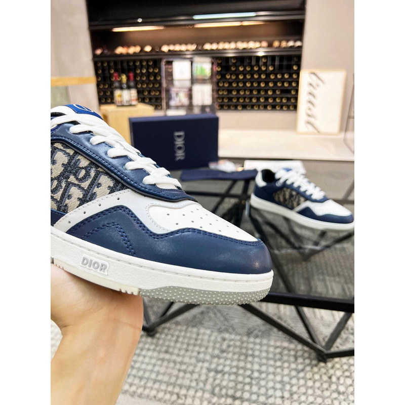 D*or b27 low top sneaker smooth calfskin oblique galaxy leather navy blue