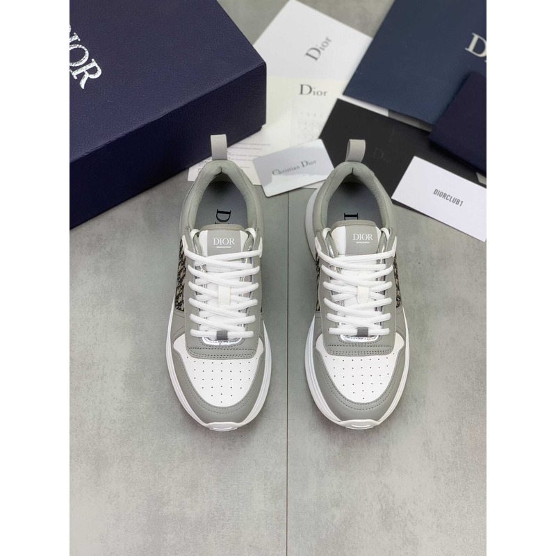 D*or b25 runner sneaker smooth calfskin oblique jacquard grey