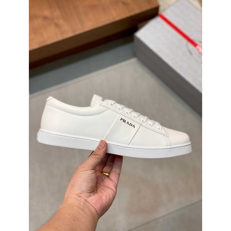 Pra*a brushed leather and leather sneakers