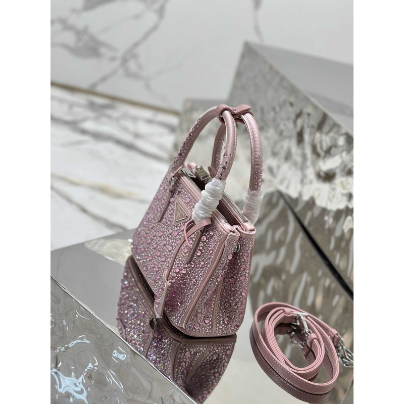 Pra*aPra*a mini galleria crystal-embellished tote bag pink