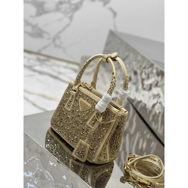 Pra*aPra*a mini galleria crystal-embellished tote bag yellow